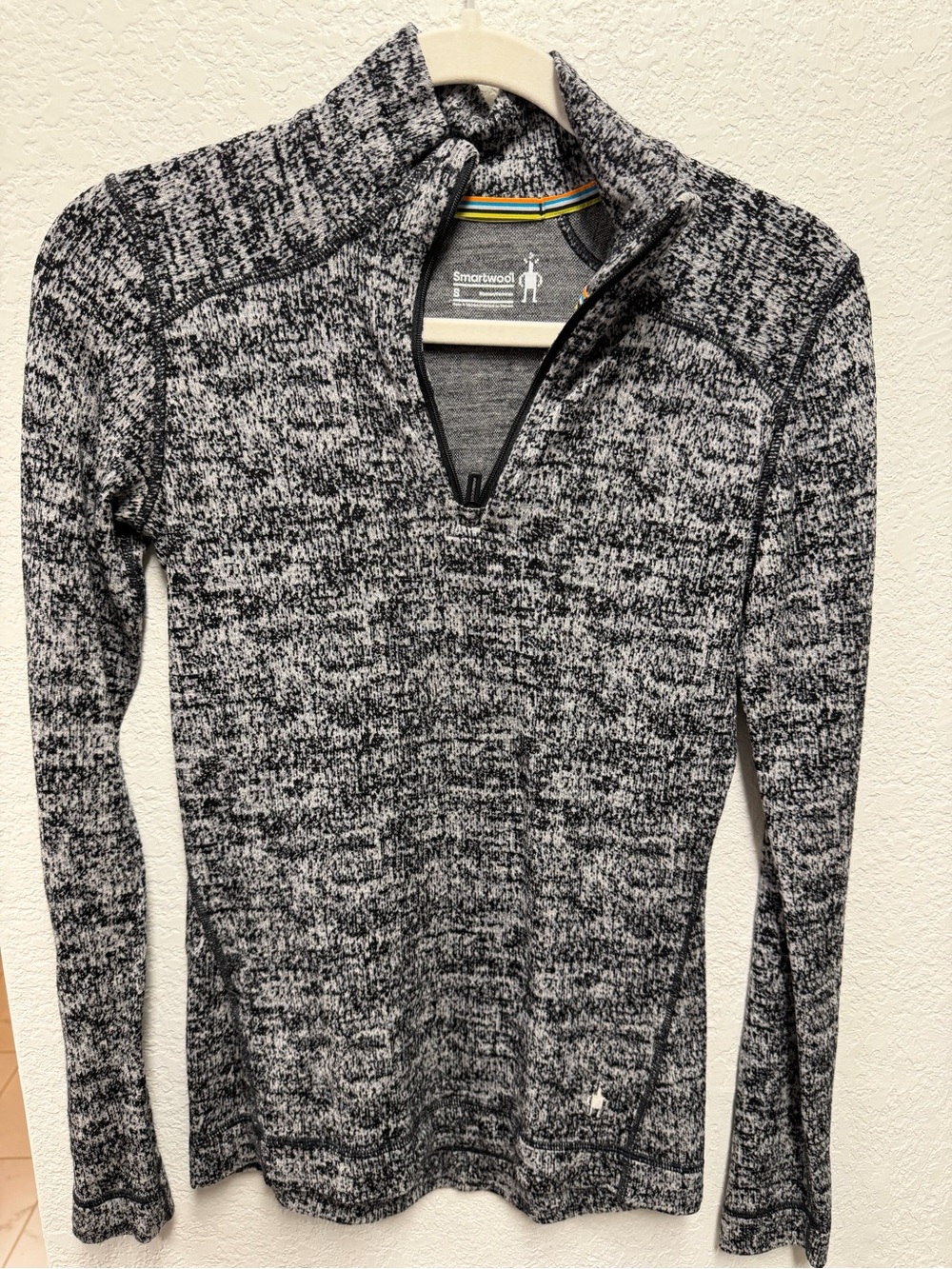 Smartwool Men's Black & White Marled Half-Zip Sweater